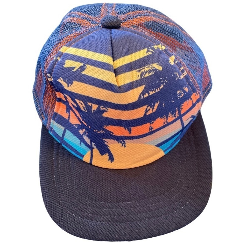 Tommy Bahama Kids Mesh Snapback Hat Hawaiian Sunset Beach Palm Tree - Picture 1 of 9